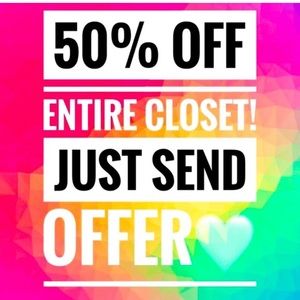 Selling everything 50% off ENTIRE CLOSET.